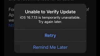 Iphone Unable to Verify Update Problem | iOS 16.7.13 is temporarily unavailable Try again later