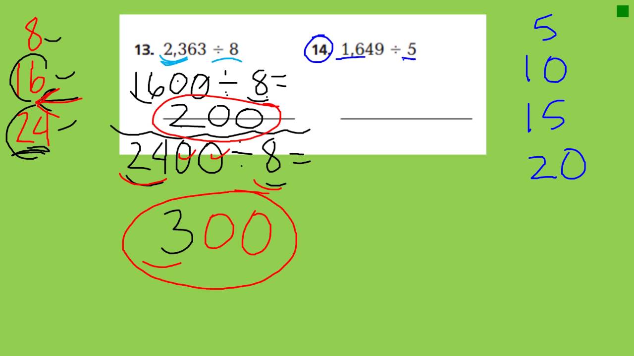 G4 4 5 Estimate Quotients Using Compatible Numbers YouTube