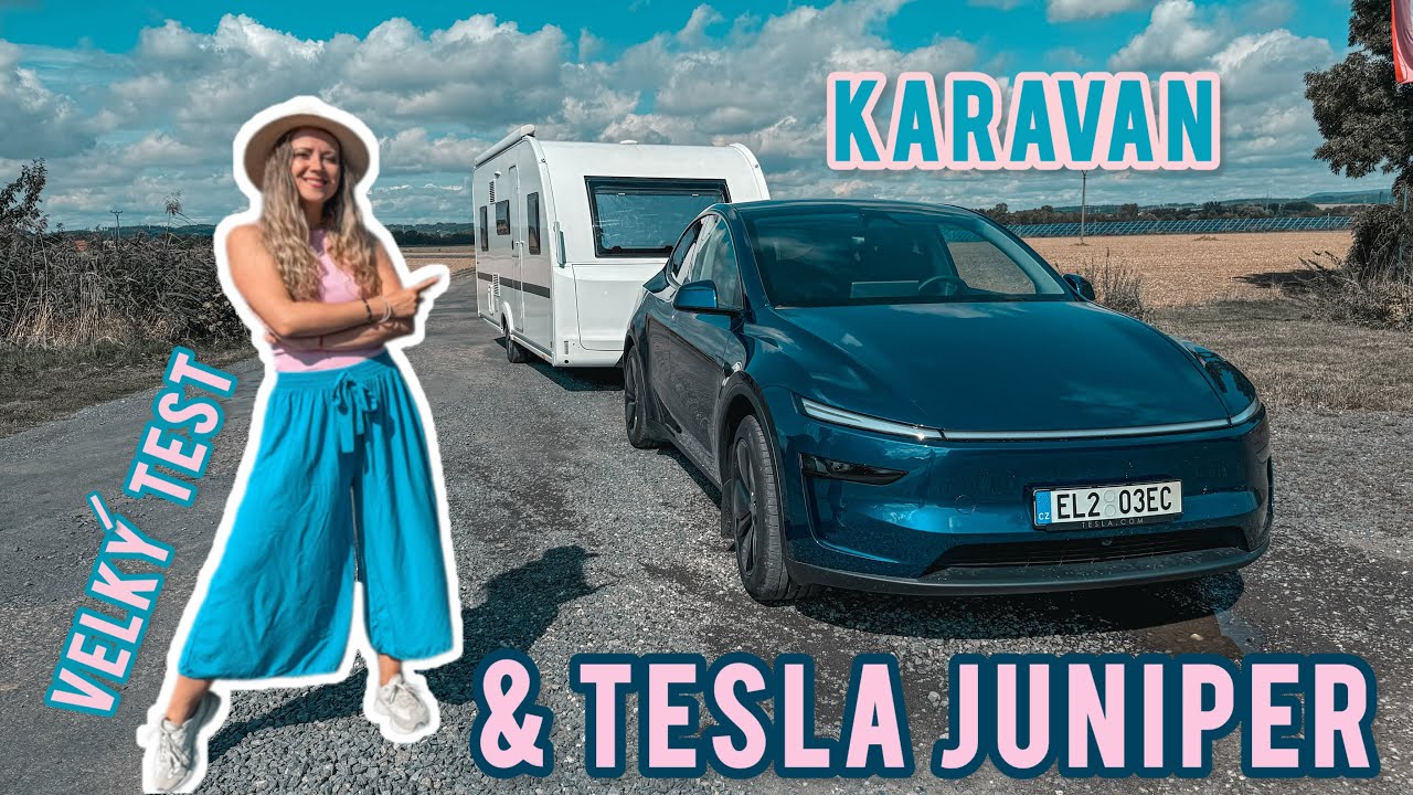 #35 Tesla Juniper+1,5t karavan 🚐⚡️|500km, spotřeba, autopilot & soutěž #vlog #tesla #ev #travel
