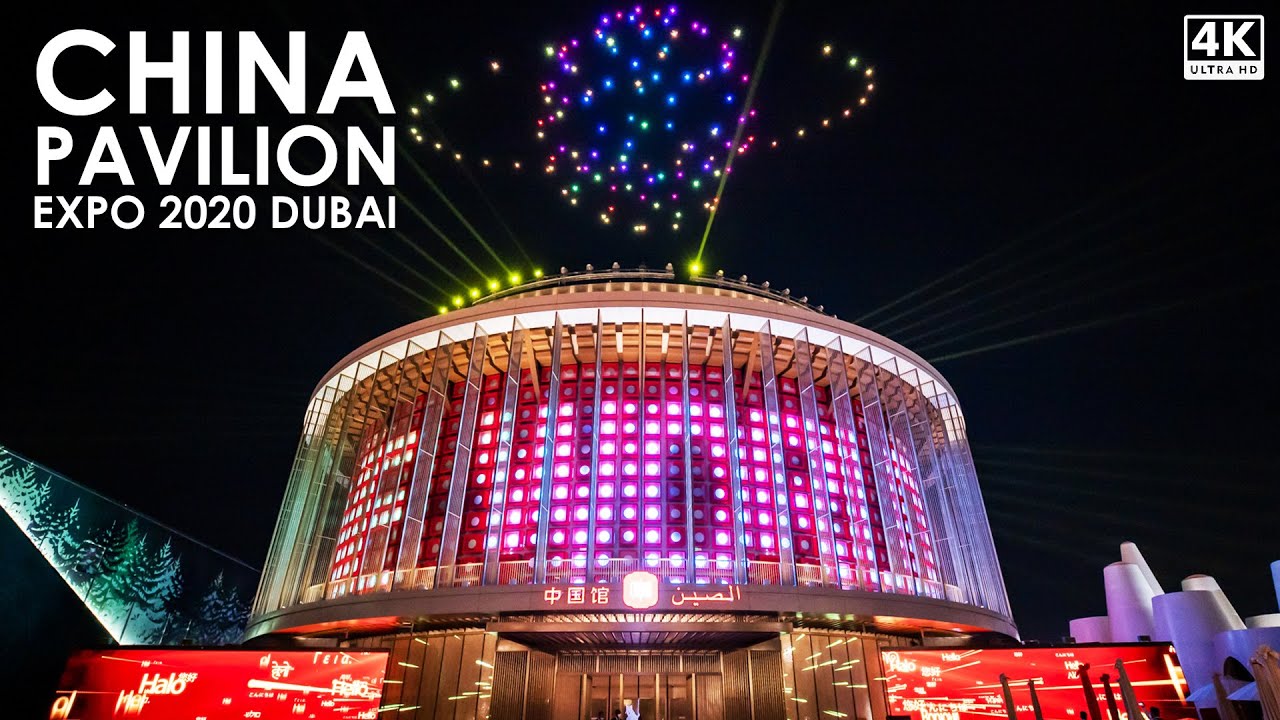 China Pavilion in Expo 2020 Dubai - Light and Drone Show - Dubai 4K 💜🇦🇪