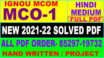 mco 01 solved assignment 2021-22, / mco 1 solved assignment in hindi / ignou mco 1 pdf