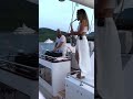 Female sax player boat party in Greece
