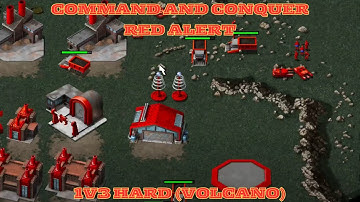 Command And Conquer Red Alert Skirmish Battle 1v3 Hard (Map: Volcano) RTS Gameplay PC 2025