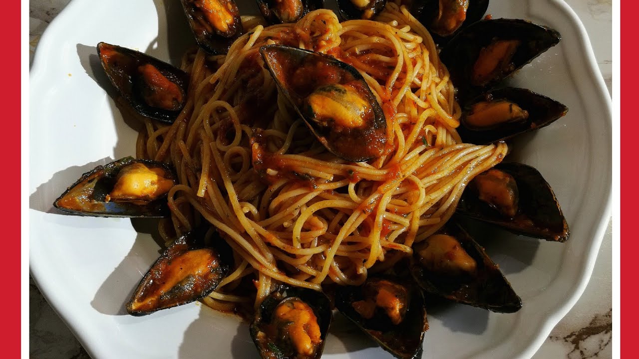 مكرونه اسباجيتي ببلح البحر 👌Spaghetti con le cozze