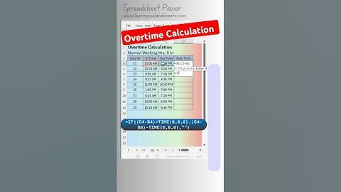 Overtime Calculation in Excel #exceltips #excelformula