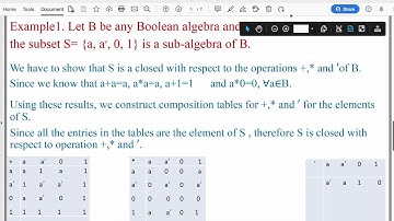 Boolean Sub Algebra