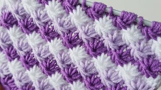 İki Şiş Kolay Yelek Hırka Atkı Bere Yıldız Örgü Modeli Knitting Pattern✅⭐