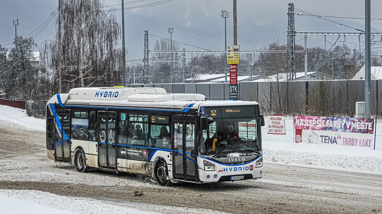 🚌 Iveco Urbanway 12M Hybrid High Value (PB-290DE) ako L52 cez zasnežený Podmanín | DPMPB s.r.o. 🇸🇰