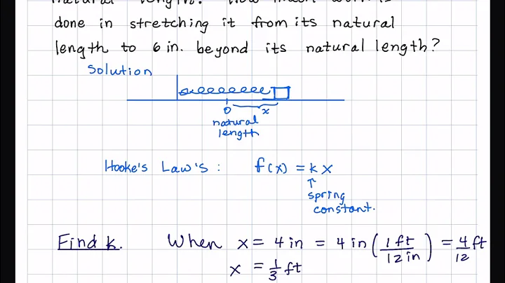 Work Done, Mass on a Spring, Hooke’s Law. Stewart Calculus ET 8th Ed. 6.4 #7