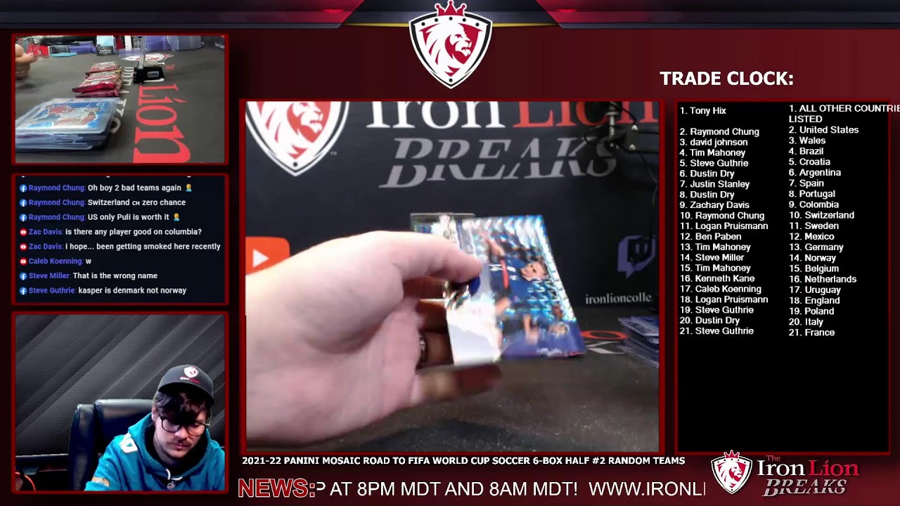 2021-22 Panini Mosaic Road to FIFA World Cup Soccer 6-Box Half #2 Random Teams