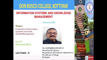 INFORMATION SYSTEMS & KNOWLEDGE MANAGEMENT LECTURE–8-EVOLUTION OF I S & T Q M(CP1542)–BCA S5