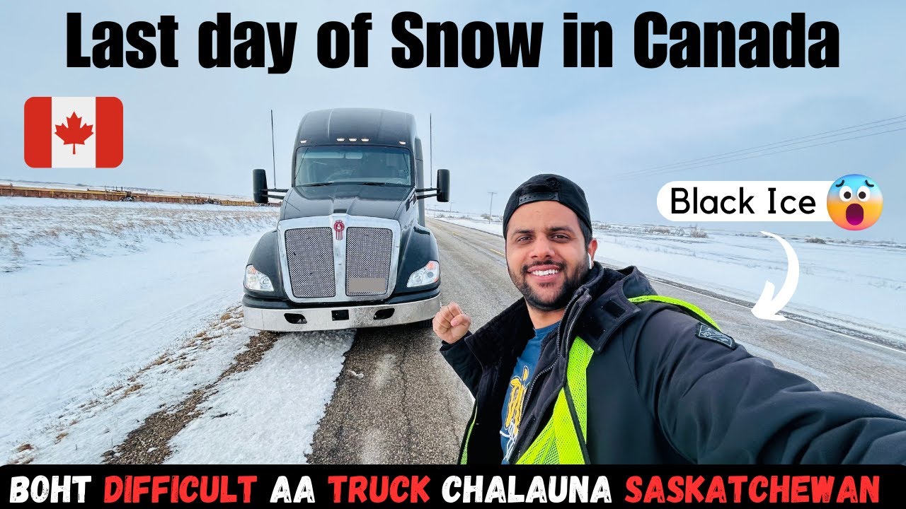Snow and Black Ice in Saskatchewan, Canada 🇨🇦 Its Difficult to Drive ...