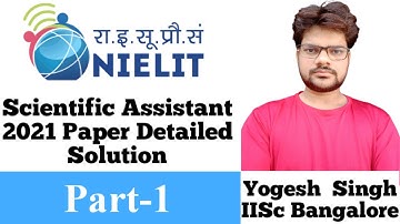 Nielit Scientific Assistant 2021 Exam Complete Analysis Solution Electronics Part-1|Nielit STQC