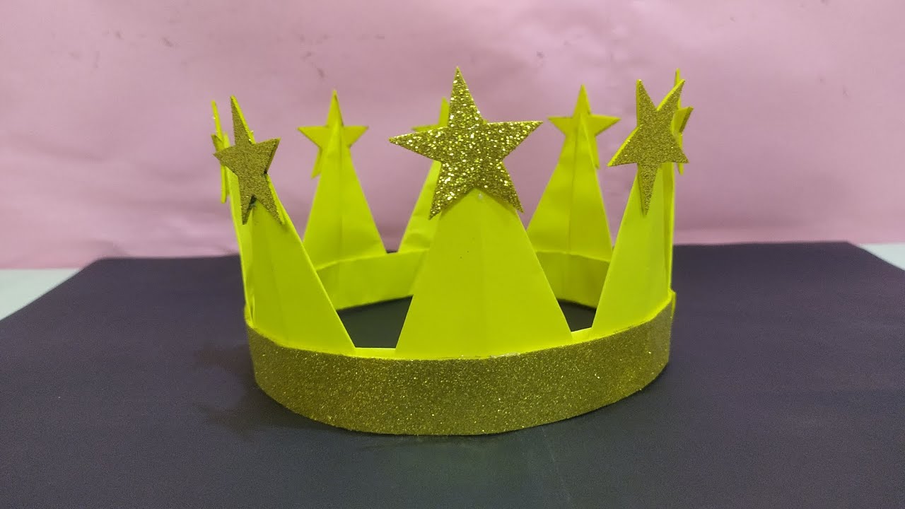 How to make origami beautiful paper crown// school craft origami paper crown♥️😇🤡🥰