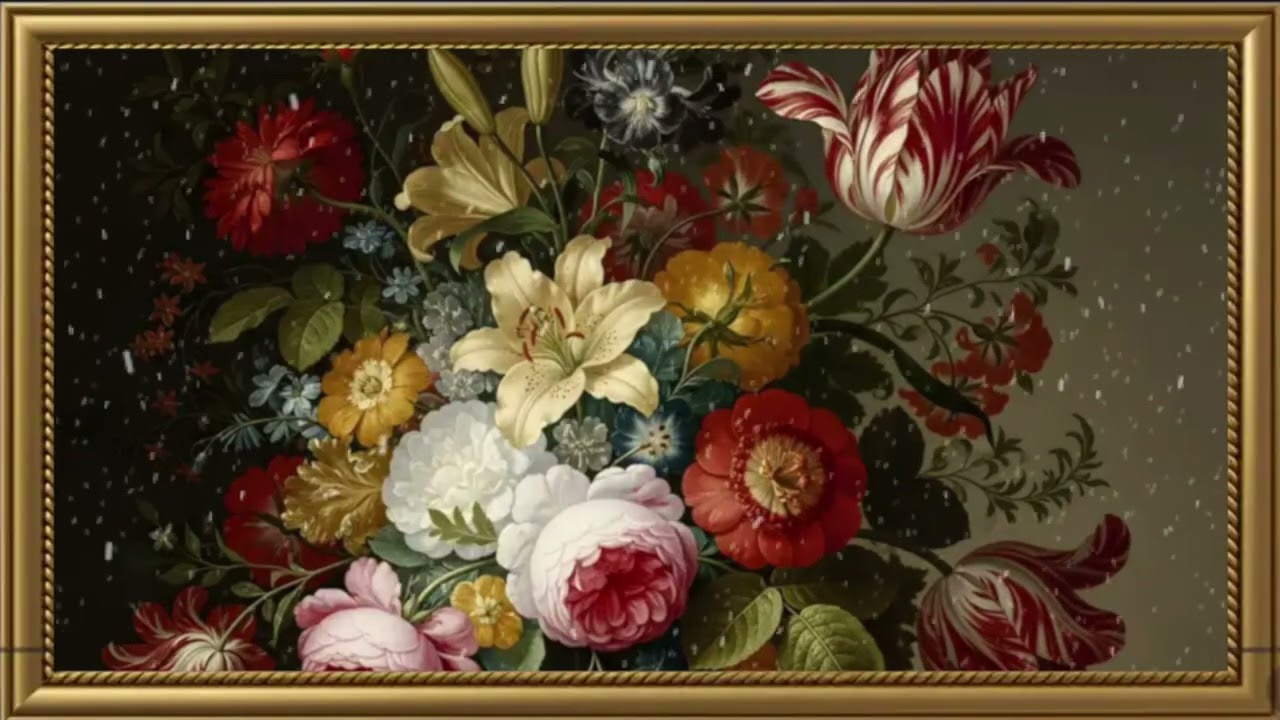 Painting Of flowers Cinematic Bloom  | Gold Framed TV Art Screensaver