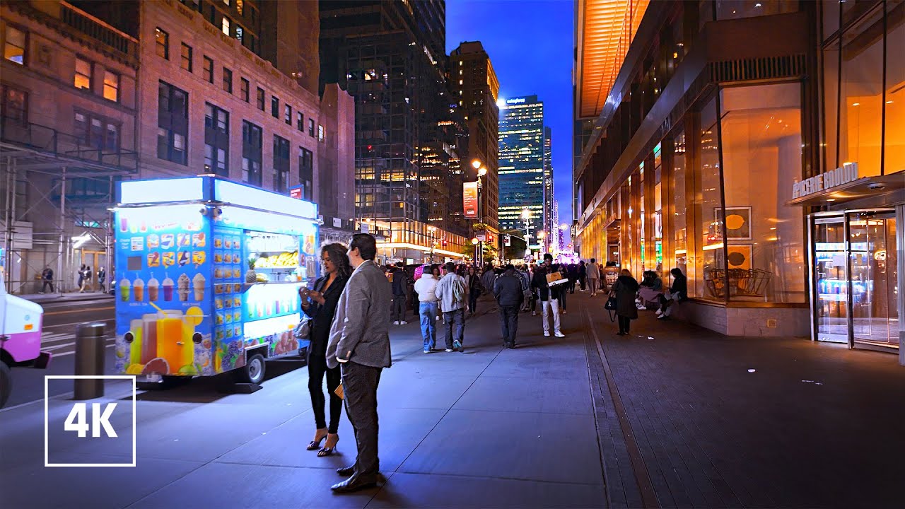 New York, Amerika Serikat | Midtown Manhattan | Jalan Santai Sore Hari 4K