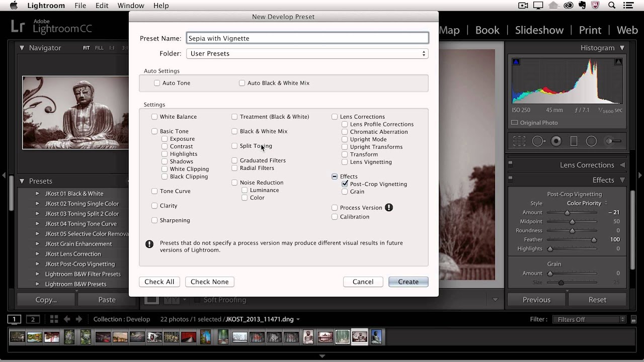 Lightroom Cc Creating And Saving Presets In The Develop Module