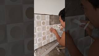 Cara memasang keramik dapur Motif terbaru [ Hasilnya wow..