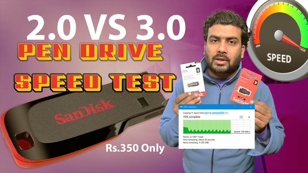 2.0 vs 3.0 PEN DRIVE TEST LIVE SPEED | Pen Drive Under 350 Rs Only ...
