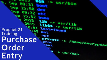 Prophet 21 Training & How To - Purchase Order Entry