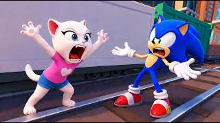 Angela VS Sonic, 𝗪𝗛𝗢 𝗜𝗦 𝗙𝗔𝗦𝗧𝗘𝗥❓Sonic Subway Surfers Mod Runner VS Talking Tom Gold Run Game screenshot 2