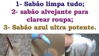 3 SABÕES MEGA POTENTES – SABÃO LIMPA TUDO, SABÃO ALVEJANTE E AZUL ULTRA POTENTE