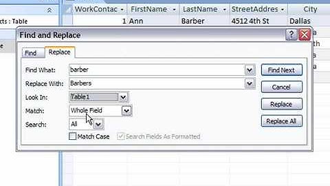 Use Find and Replace in Access 2007
