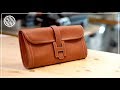 [Leather Craft] Making clutch bag / DIY / Free pattern