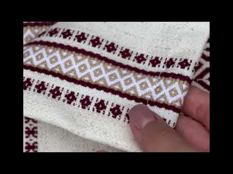 Лляна скатертина різдвяна з українським орнаментом "Промінь" - 150х100 см, видео 1