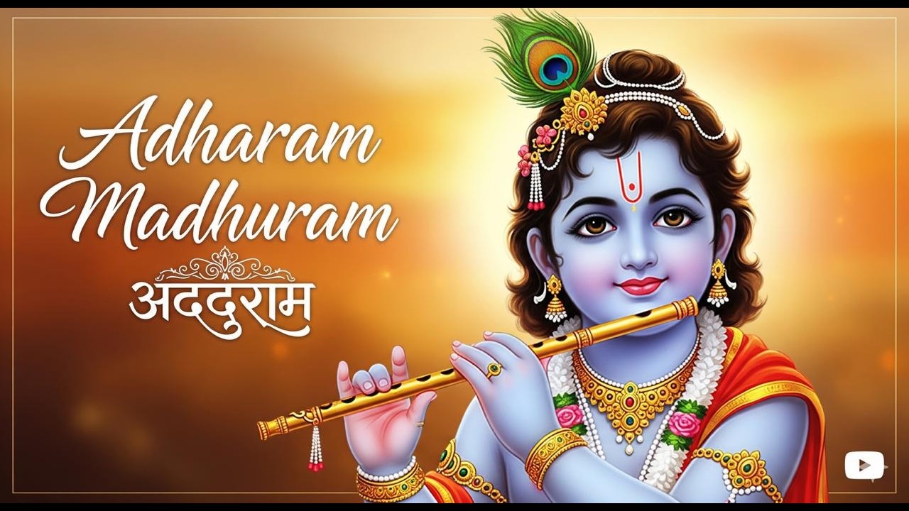 1 HOUR DHUN with LYRICS - Adharam Madhuram - Krishna Bhajan अधरं मधुरं