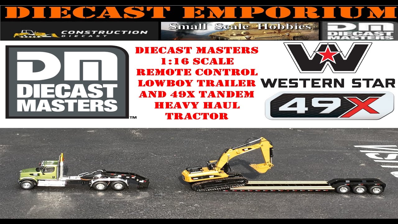 Diecast Masters RC Western Star 49X SFFA Tandem Tractor and Lowboy Demonstration - No Commentary