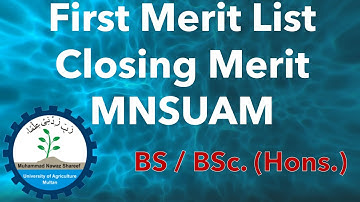 First Merit List of Undergraduate (BS, BSc Hons.) Degree Programs Closing Merit List 2022 of MNSUAM