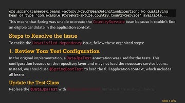 Resolving the Unsatisfied Dependency Issue in Spring Boot: A Guide for Developers