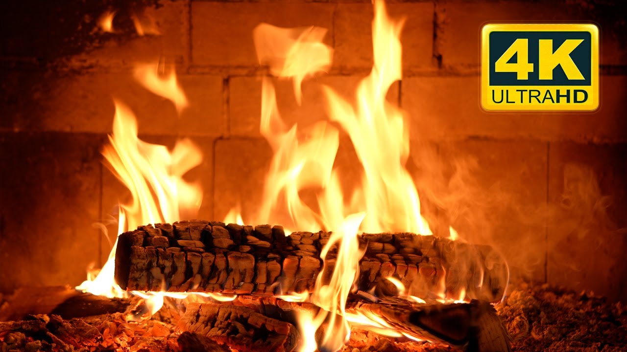 FIREPLACE 4K 🔥 Cozy Fire Background (12 HOURS). Fireplace video with
