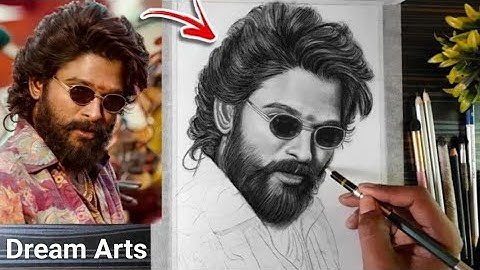 Pushpa 2 Allu Arjun Drawing Sketch, Allu Arjun Face Drawing, Realistic Shading Step By Step Tutorial