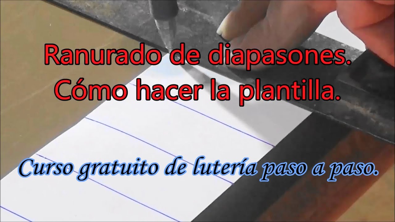 Diapasones para guitarras. Plantilla para la distribución de los trastes.