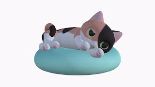 Casual Cat Calico - 3D model ready for game use - Sleep