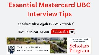 Mastercard UBC Interview Tips | Canada | Scholarship | Mentorship
