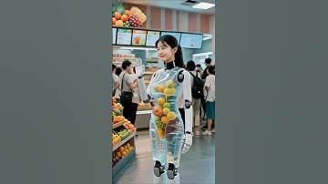 Future of AI: Robot Girl Turns Into Juice Machine at Fruit Bar! 🧃🤖 #robot #robots #ai