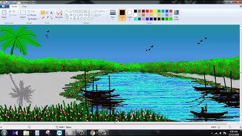 How to draw a Riverside Scenery in ms-paint