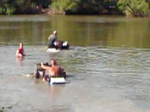 No Worms ATV - Dustin and Troy Ridin' Cross a Lake with Jetski