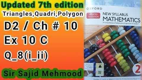 D2 math solution|Ch 10|Ex 10C|Q_8|New Updated 7th Edition|New Oxford Mathematics 2|Sir Sajid Mehmood