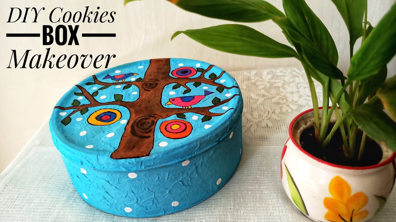 DIY COOKIES BOX MAKEOVER Tin Decoration Ideas Tin Box Craft Ideas