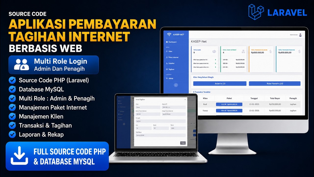 Source Code Aplikasi Pembayaran Tagihan Internet | Website Sistem ...
