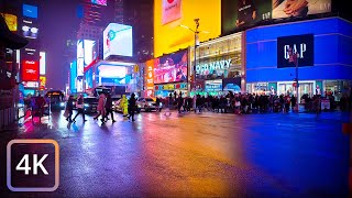 【4K】Walking Through Rainy NYC: Embracing Broadway &amp; Times Square in 4K