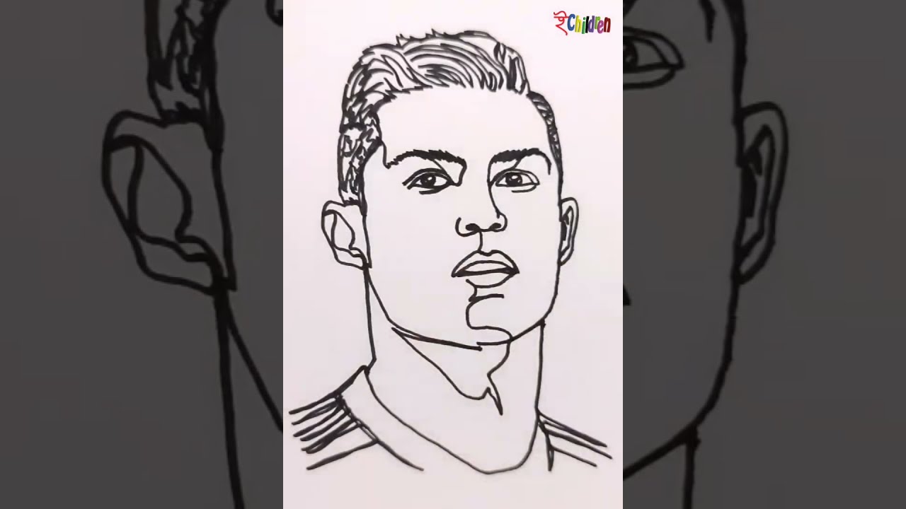 Most Amazing😳 One Line drawing. One Line CR7 Drawing. e Children..