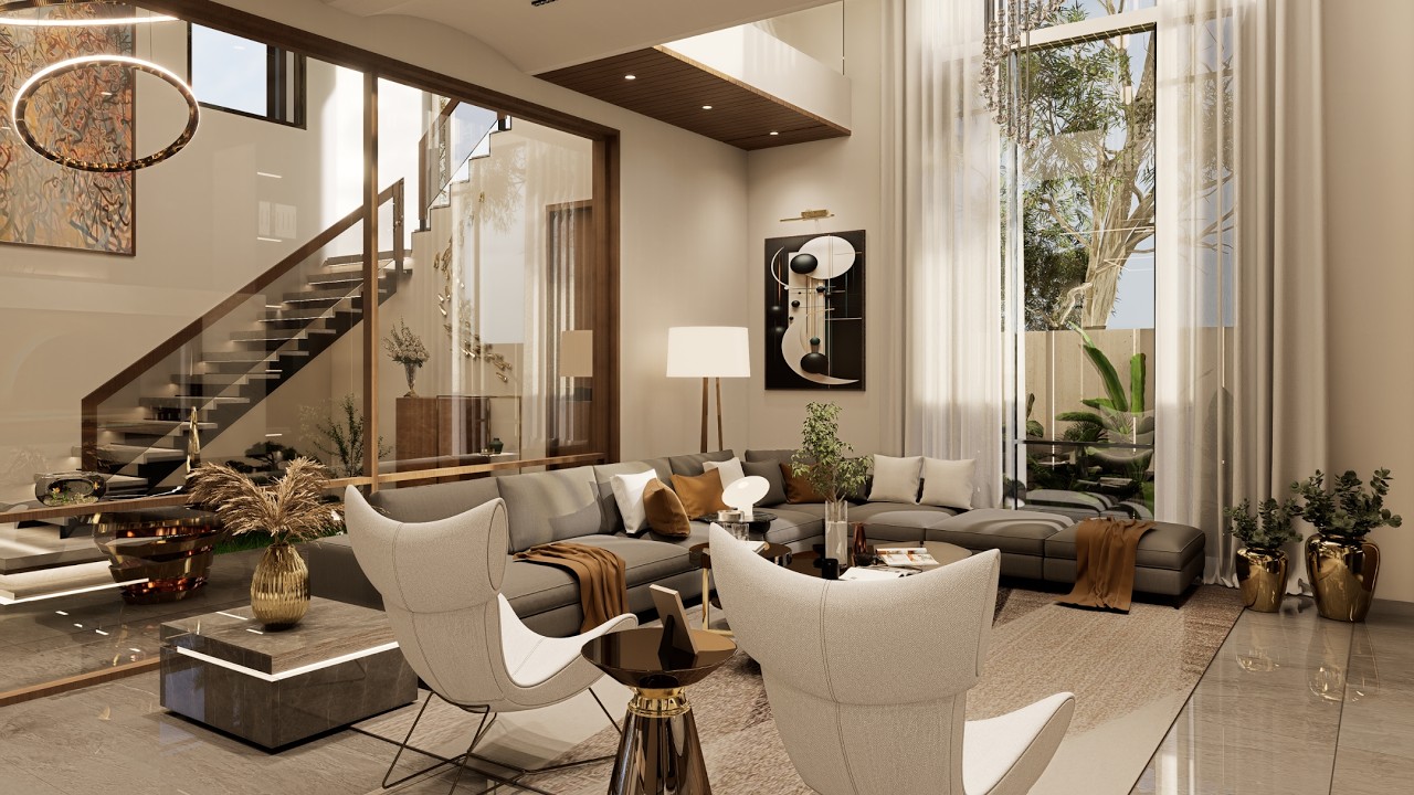 Luxury Ground Floor Interior Design | Modern Open Living & Double ...
