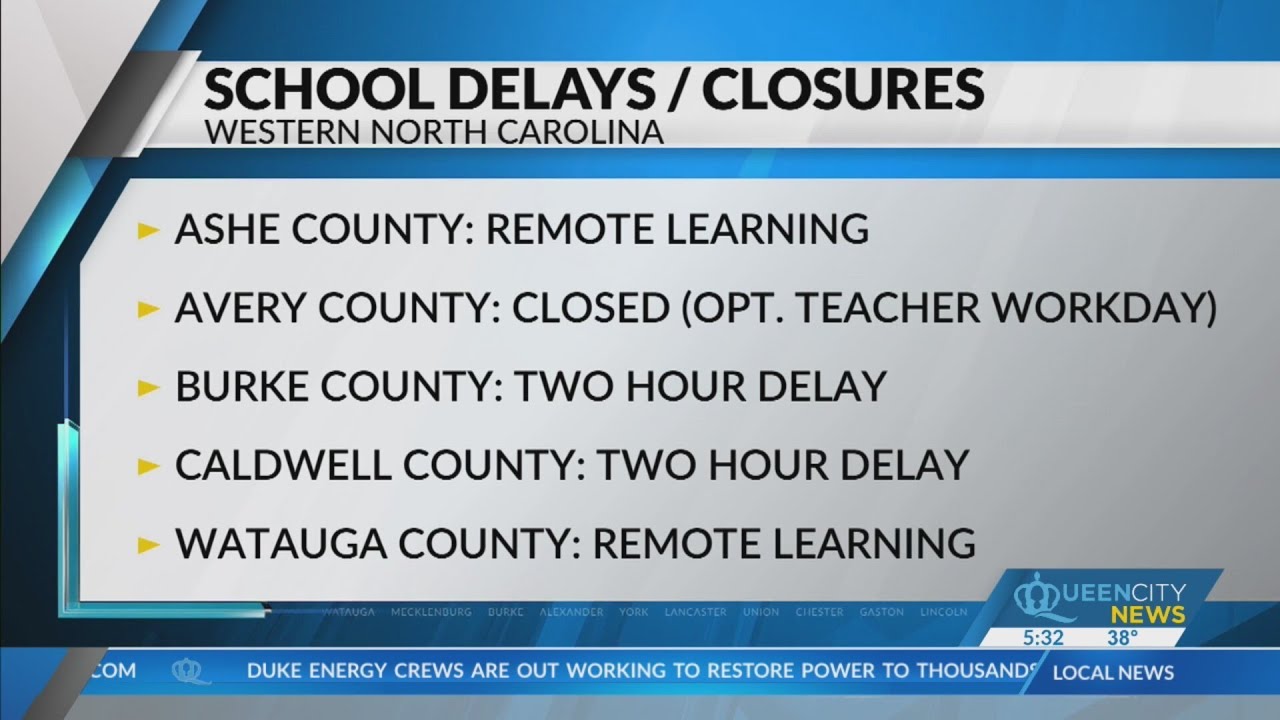 School closures, delays due to snow in NC mountains - YouTube