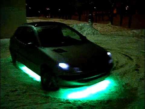Подсветка днища Пежо 206 - Peugeot 206 Undercar LED Parking Drift - YouTube