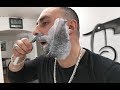 BARBER TURKO DOING WET SHAVE WITH CUT TROAT RAZOR AND HOT TOWEL WAX ASMR